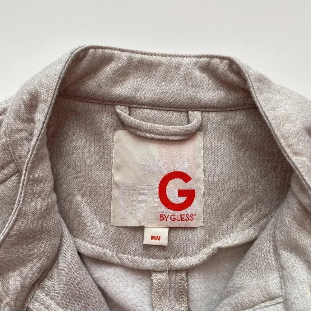 GUESS Tie Winter Jacket Cozy Coat Beige Tan Neutral Size Medium Gold Hardware - Picture 13 of 15